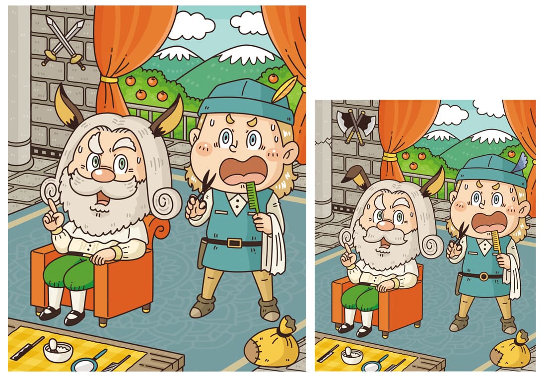 白夜書房〈持ち歩き 脳活まちがい探し〉パズル雑誌_コミカルイラスト制作_イラストレーターいわたまさよし