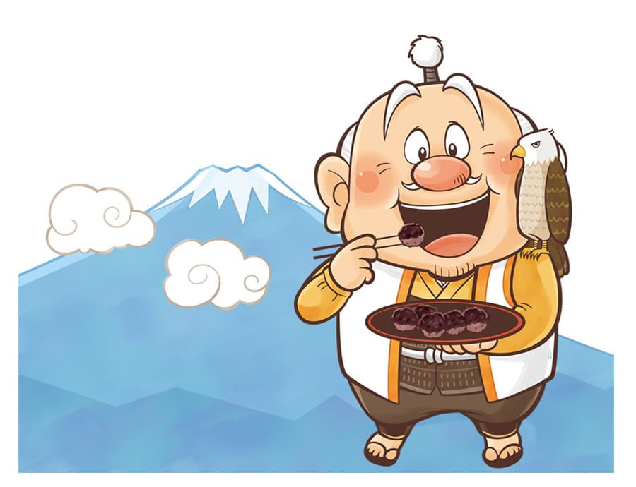 静岡のお土産用のキャラクターです。徳川家康をモデルにした「家康くん」のキャラクターデザイン