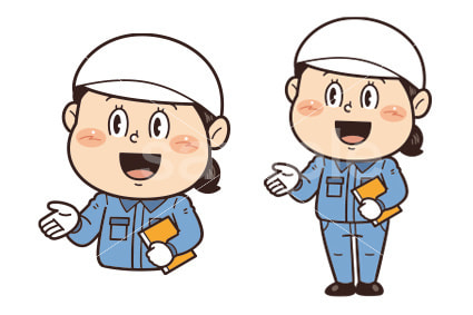 工場や現場で働く女性作業員が説明しているイラスト｜不安全行動・不安全状態・労働災害