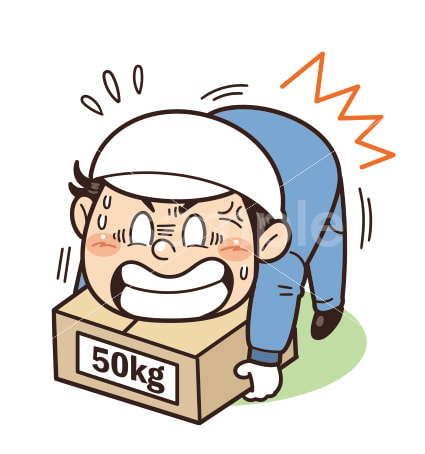 危険な姿勢で重量物を持ち上げようとする工場・現場の作業員イラスト｜不安全行動・不安全状態・労働災害