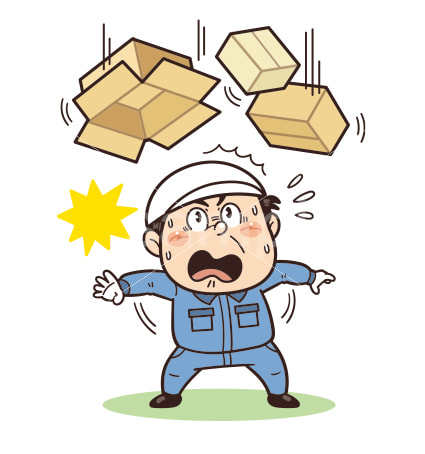 ドラム缶の液漏れを踏んでしまいそうな工場・現場の作業員イラスト｜不安全行動・不安全状態・労働災害