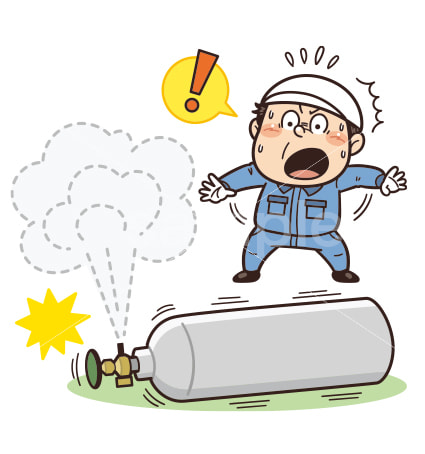 ドラム缶の液漏れを踏んでしまいそうな工場・現場の作業員イラスト｜不安全行動・不安全状態・労働災害