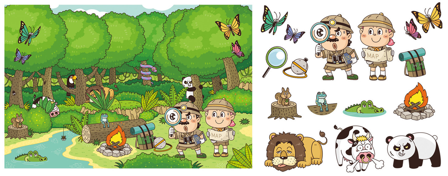 日経BP社〈日経マネー〉ビジネス雑誌｜子ども向けたのしいコミカルタッチの動物イラスト