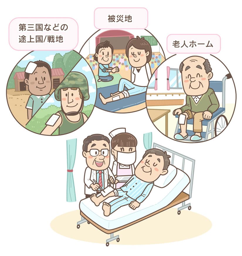 ＊医療・福祉｜コミカルイラスト｜医療用ガーゼのイラスト制作